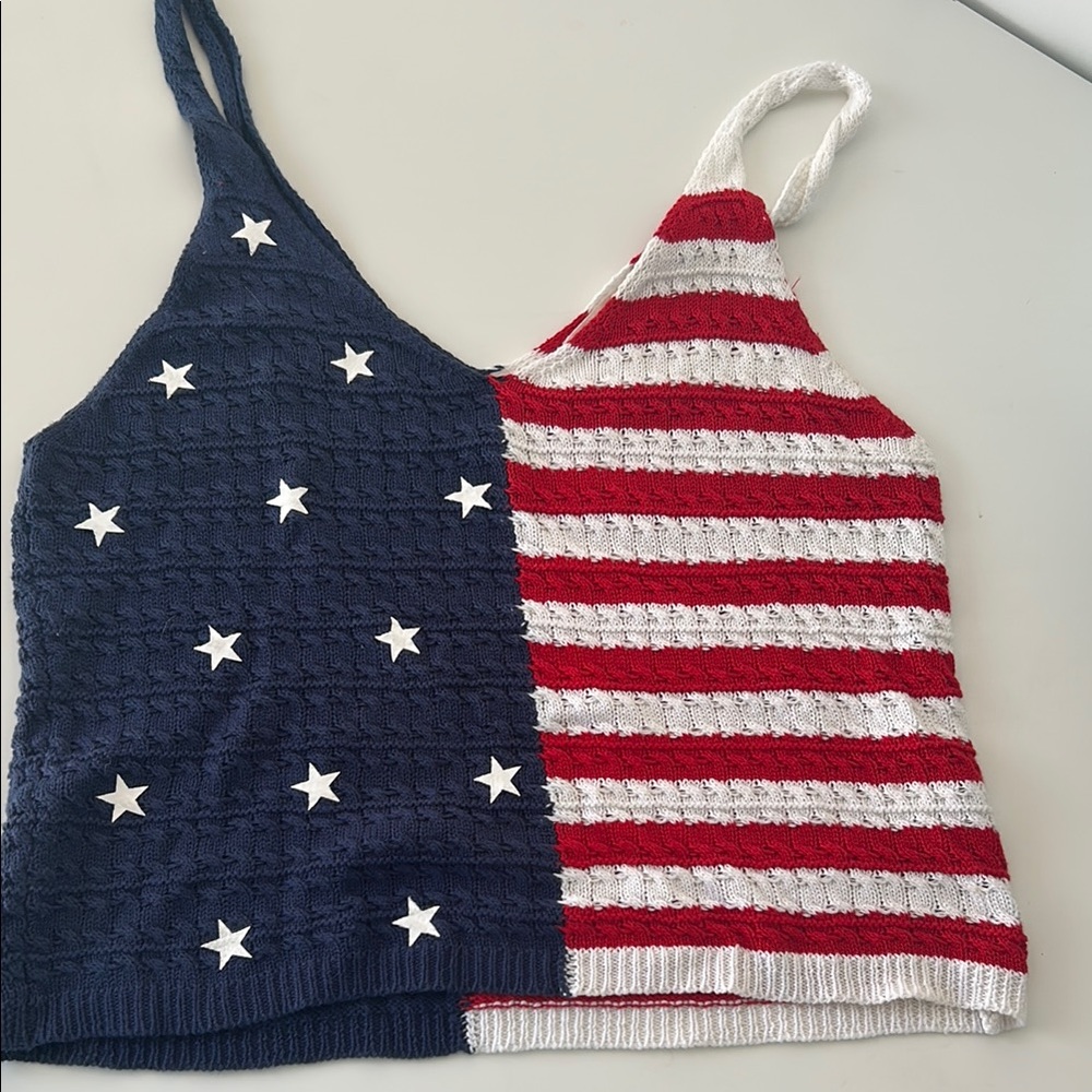 Moon & Madison Red and White Striped Knit Tank